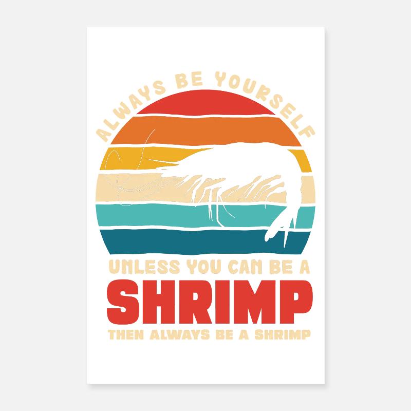 Shrimp Theme Retro Sunset Poster 16" x 24" (40x60 cm)