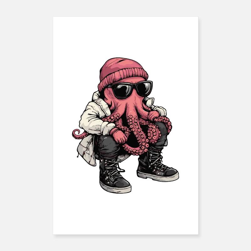 Octopus Cool Winter Poster 40 x 60 cm