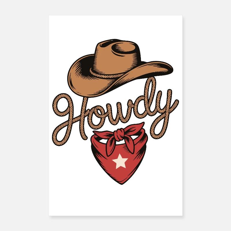 Howdy Cowboy - Conception de corde western Poster 40 x 60 cm