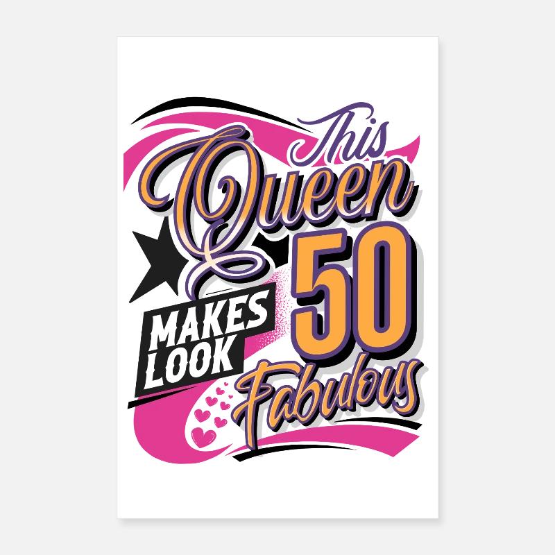 50th Birthday Queen Poster 16" x 24" (40x60 cm)