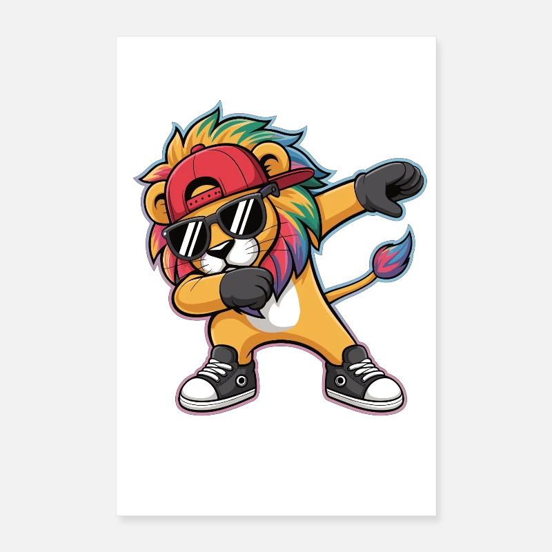 Dabbing Lion with Rainbow Mane Poster 16" x 24" (40x60 cm)