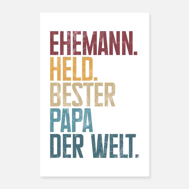 Ehemann Held Bester Papa Der Welt Retro Poster 40x60 cm