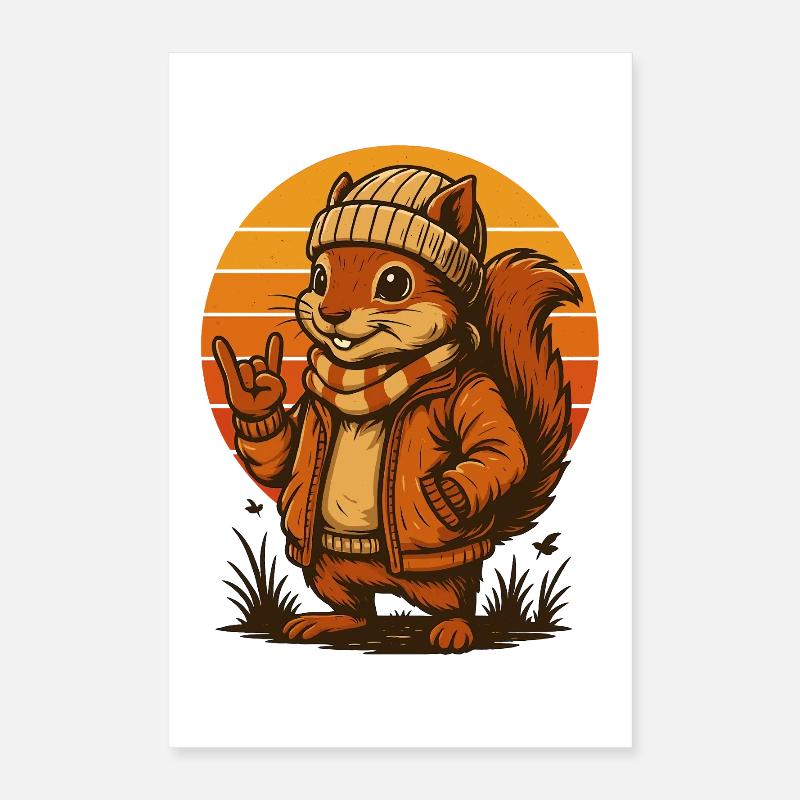 Cooles Eichhörnchen im Retro-Look Poster 40x60 cm
