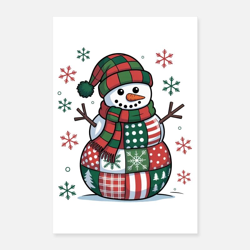Schneemann Patchwork  Poster 40x60 cm