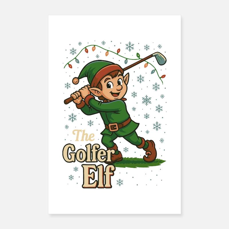 The Golfer Elf Funny Golf Player Design Poster 16" x 24" (40x60 cm)