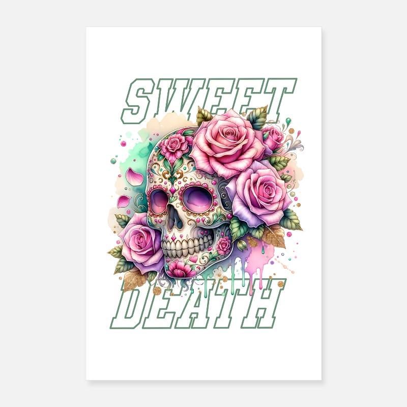 Flowers Skull Beauty Bloom Poster 16" x 24" (40x60 cm)