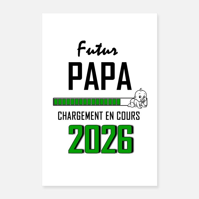 Futur PAPA Countdown 2026 Vert Bébé Poster 40 x 60 cm