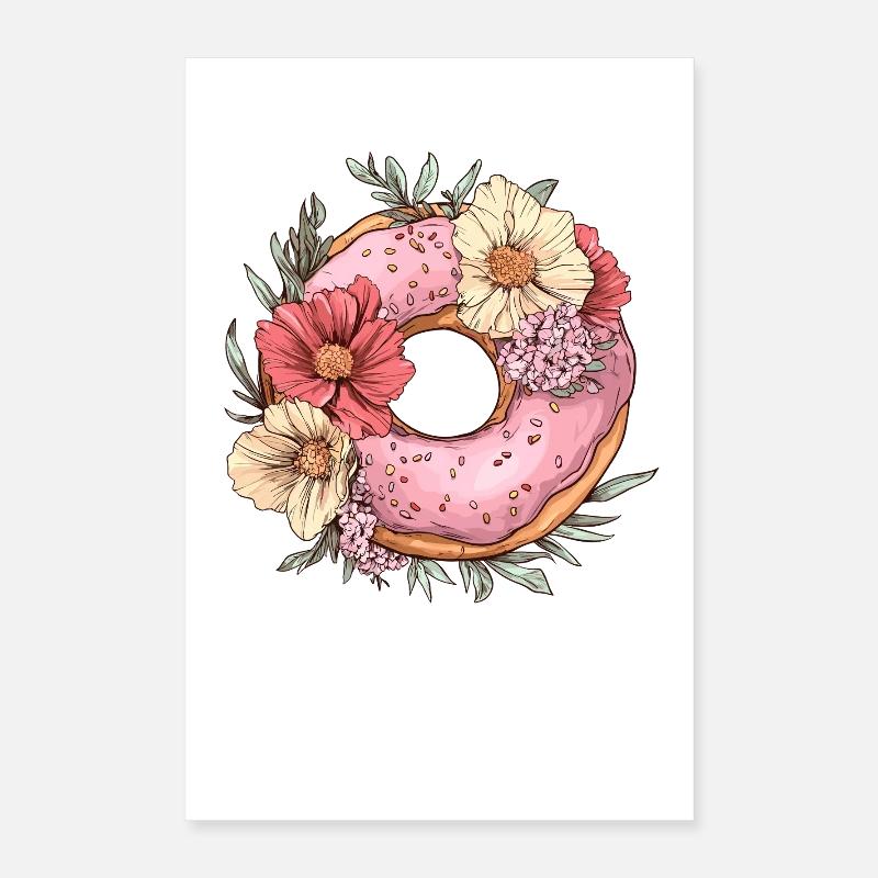 Beignet à la fleur rose Poster 40 x 60 cm