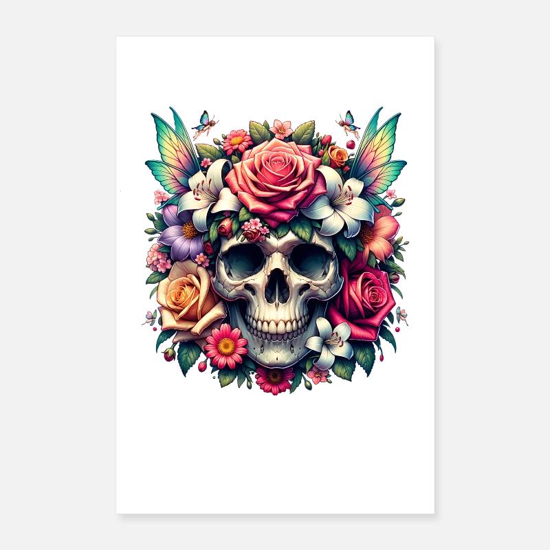 Fleurs Crâne Beauté Floraison Poster 40 x 60 cm