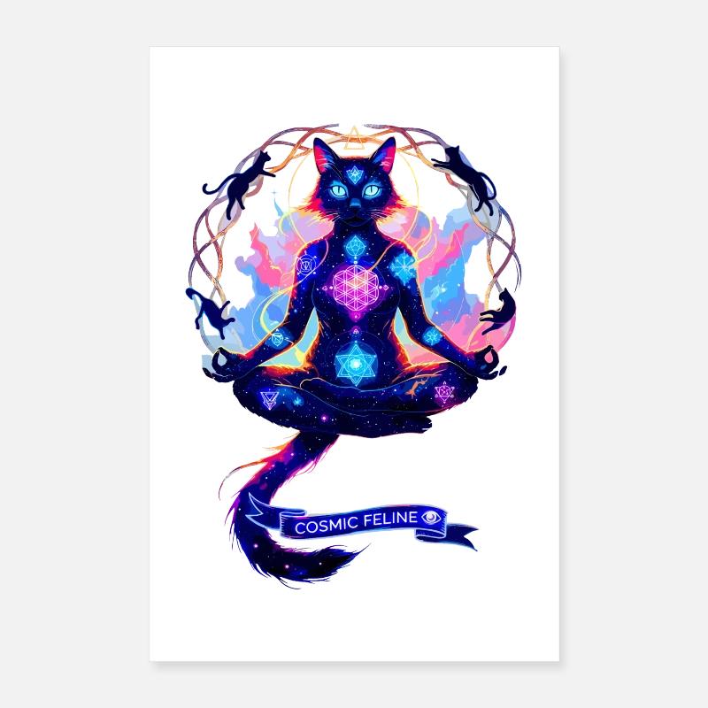 Chat de Chakra Cosmique Poster 40 x 60 cm