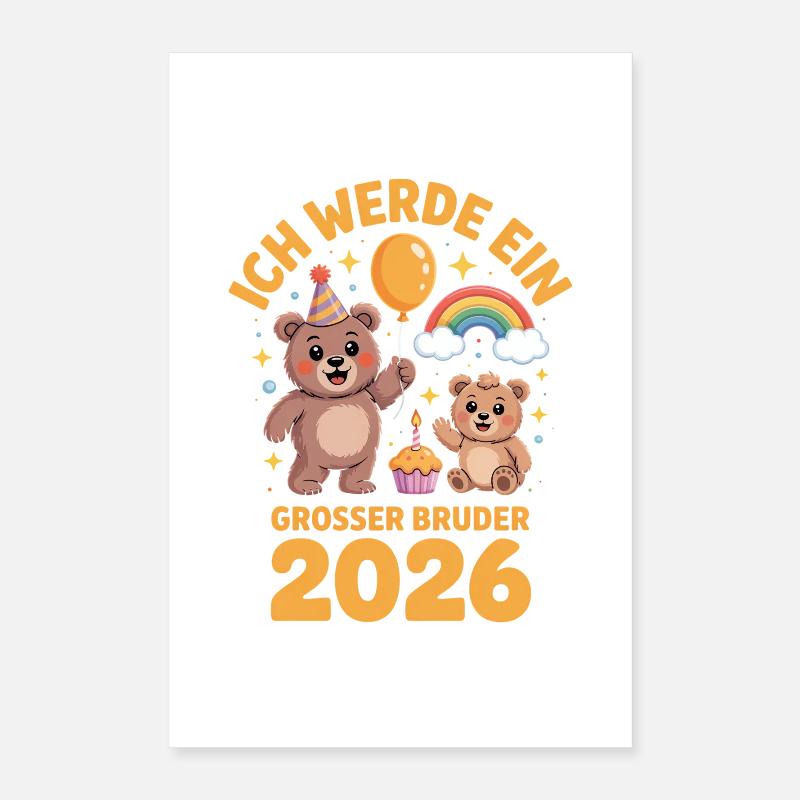 Ich werde ein grosser Bruder 2026 Bär Poster 40x60 cm