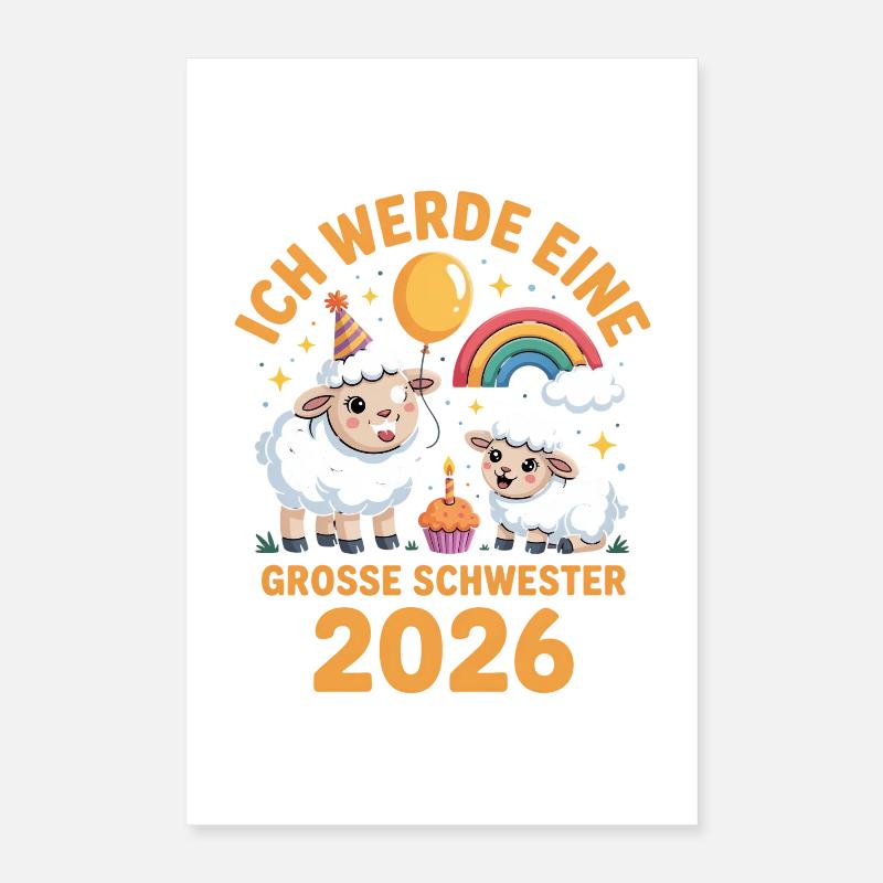 Ich werde eine grosse Schwester 2026 Schaf Lamm Poster 40x60 cm