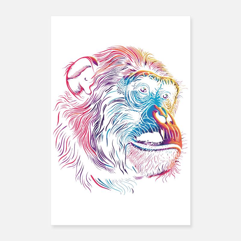 Singe Psychédélique Néon Poster 40 x 60 cm
