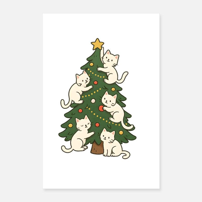 Arbre de Noël à moustaches, Amour Chats, Chatons Poster 40 x 60 cm