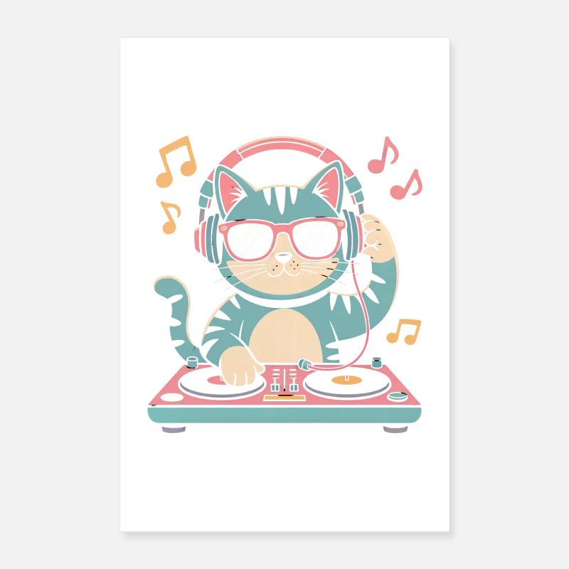DJ Cat Poster 40 x 60 cm