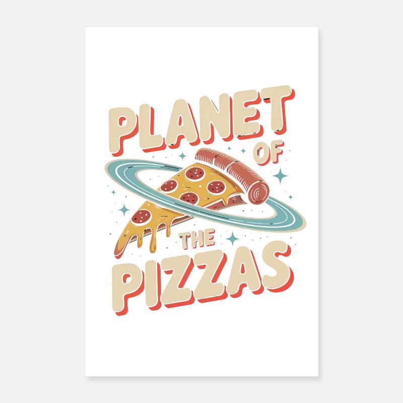 La planète des pizzas - Retro Pizza Poster 40 x 60 cm