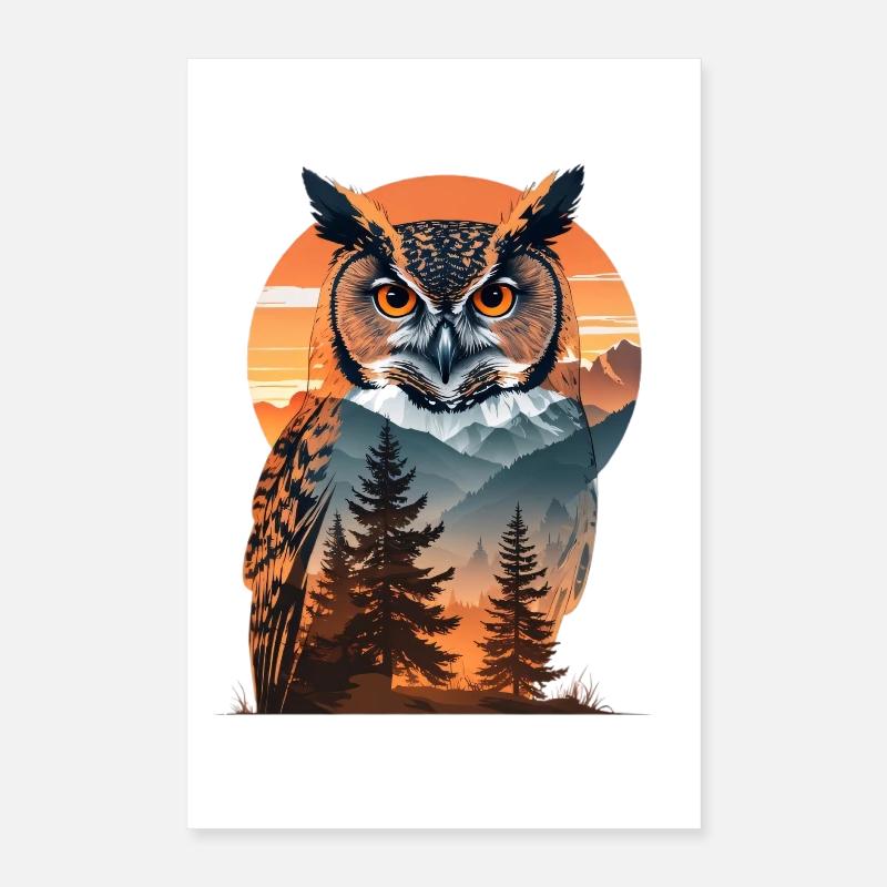 Wise owl in the evening light Poster 16" x 24" (40x60 cm)