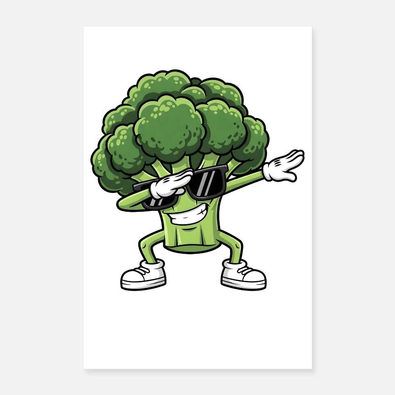 Brocoli Danseur Cool avec Lunettes Poster 40 x 60 cm