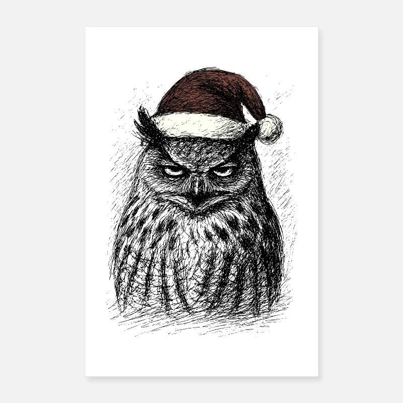 Müde Weihnachts- Eule Poster 40x60 cm