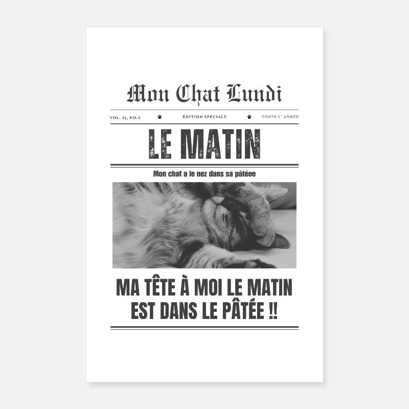  Lundi matin - mon chat Poster 40 x 60 cm
