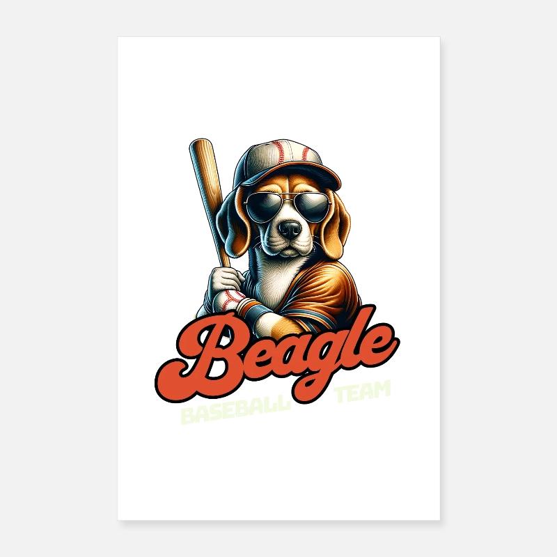 L’équipe de baseball Beagle et les amateurs de baseball Poster 40 x 60 cm