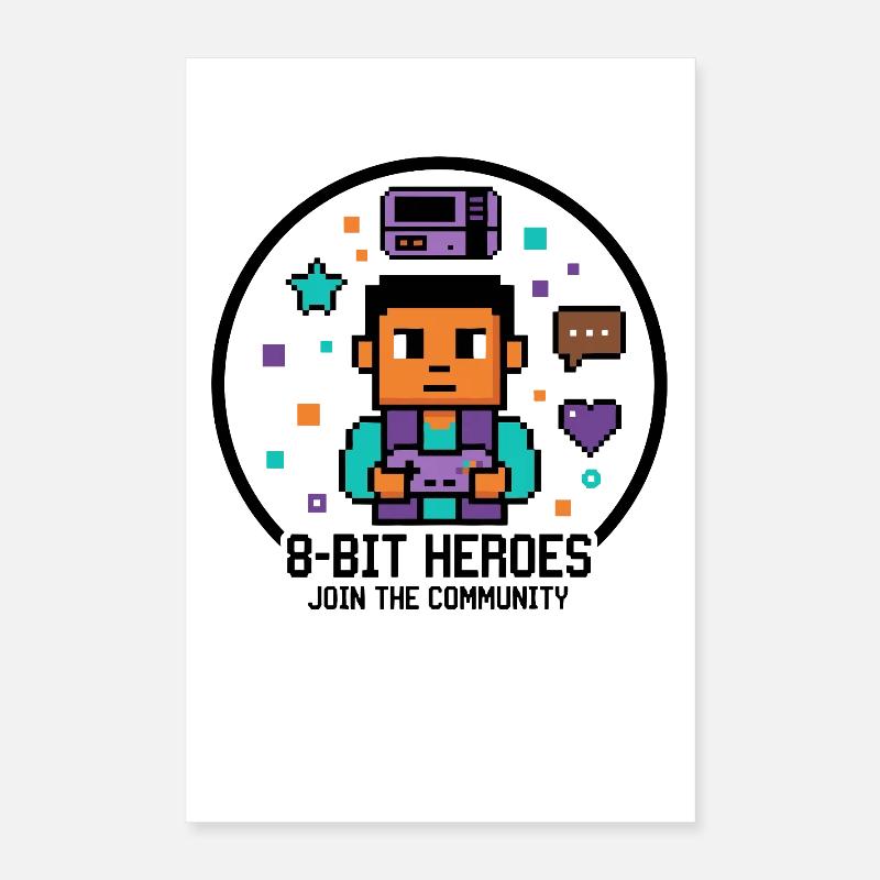 Pixel Gamer | Style de jeux vidéo rétro 8 bits Poster 40 x 60 cm