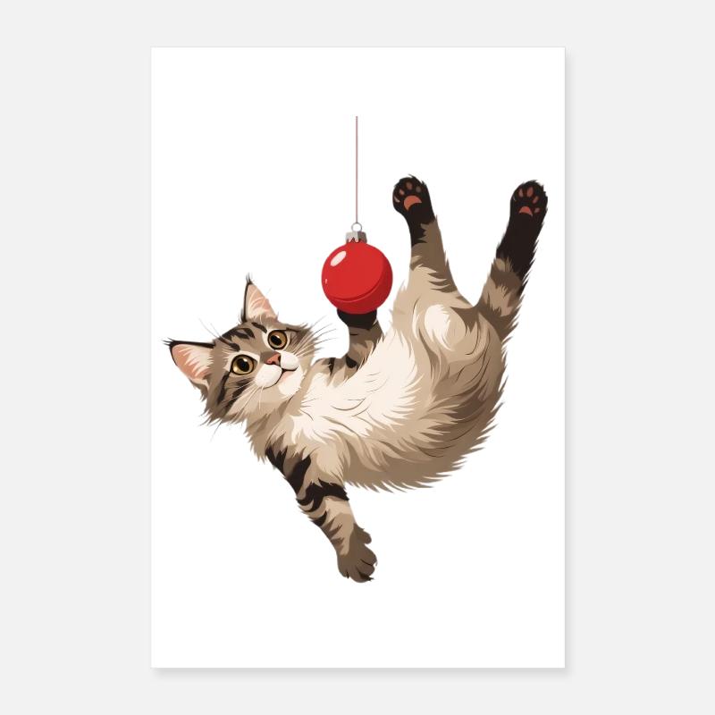 Jeu de balle acrobate de chat Poster 40 x 60 cm