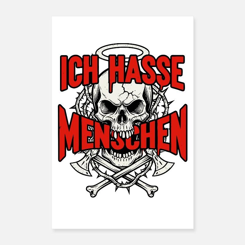 I Hate People Skull Skull Poster 16" x 24" (40x60 cm)