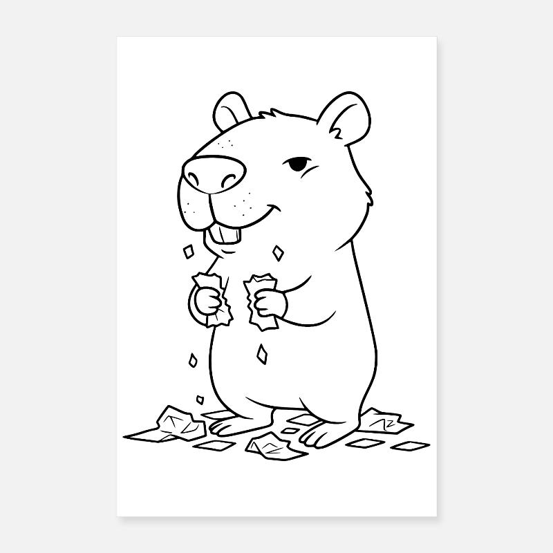 Capybara eats homework Poster 16" x 24" (40x60 cm)