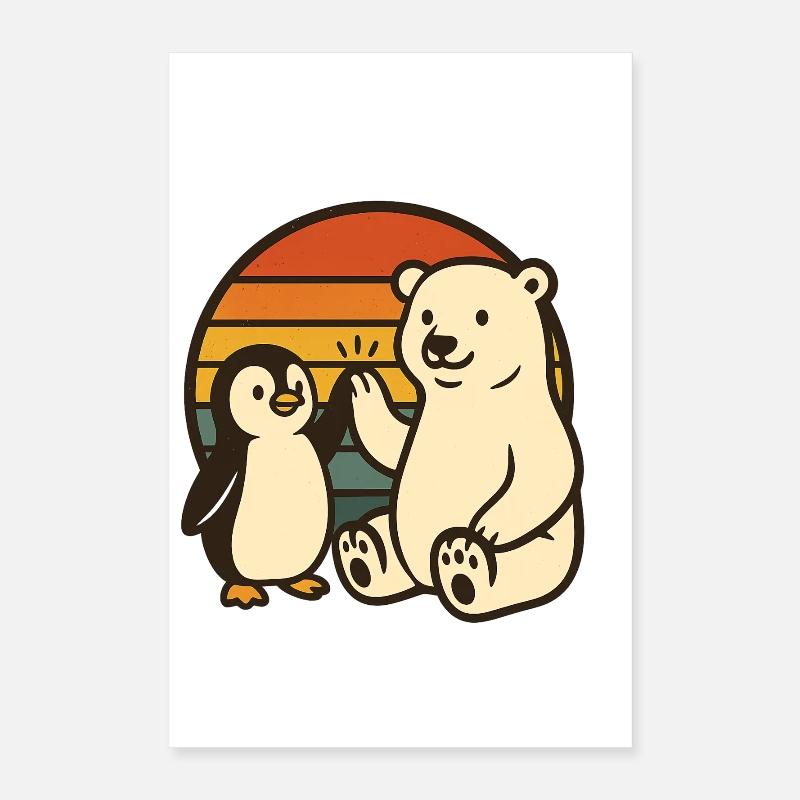 Eisbär und Pinguin Poster 40x60 cm