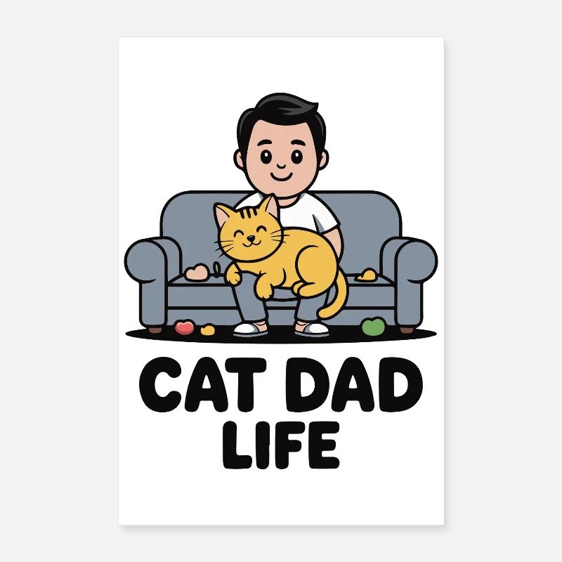 Vie de papa chat sur le canapé Poster 40 x 60 cm