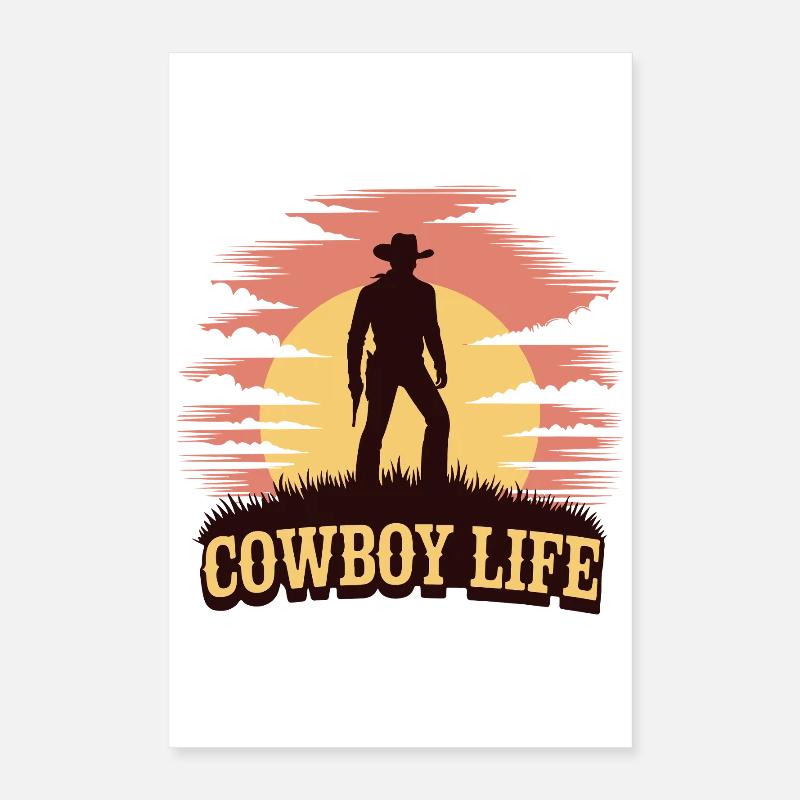 Cowboy-Leben Sonnenuntergangs-Silhouette Poster 40x60 cm