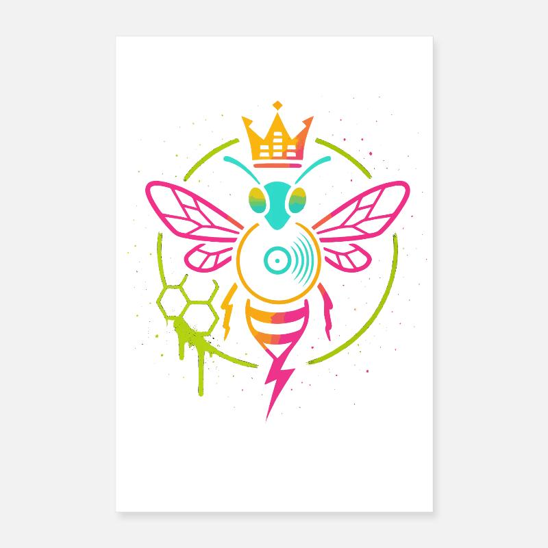 Neon Queen Bee, Electro Hive Beats Poster 40x60 cm
