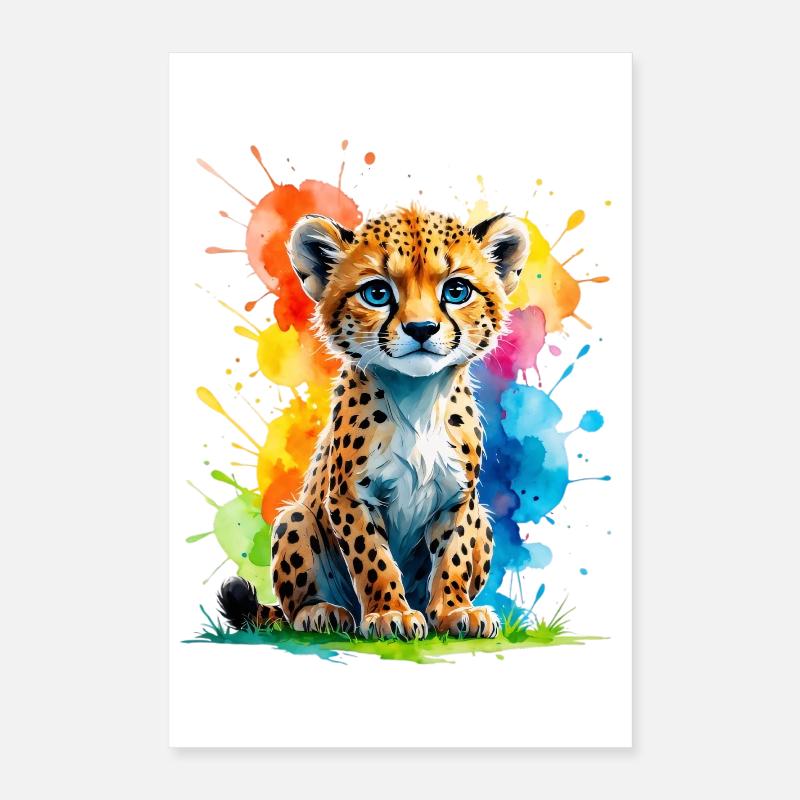 Éclaboussure colorée de petit guépard Poster 40 x 60 cm