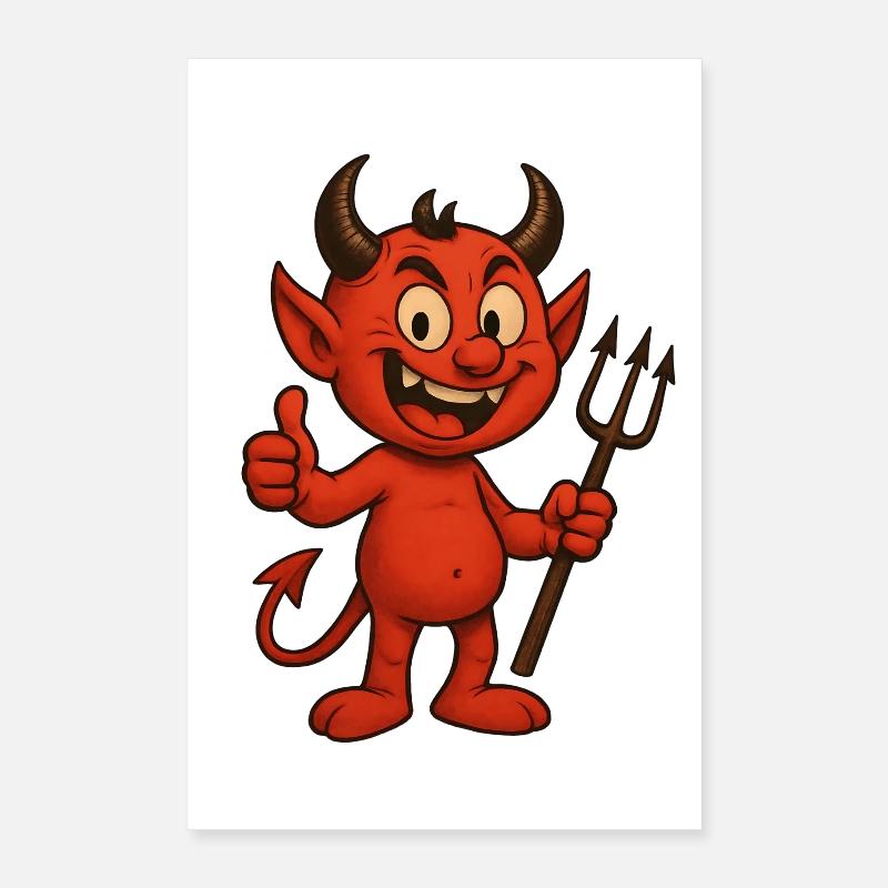 Diable de dessin animé joyeux – Design de diable drôle Poster 40 x 60 cm