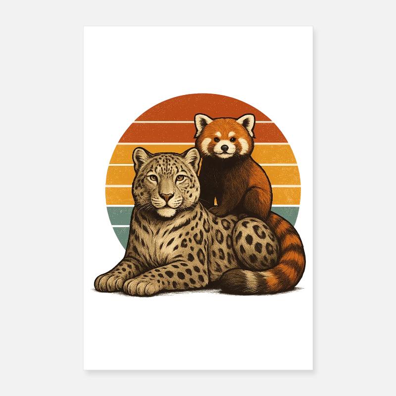 Schneeleopard Roter Panda Poster 40x60 cm