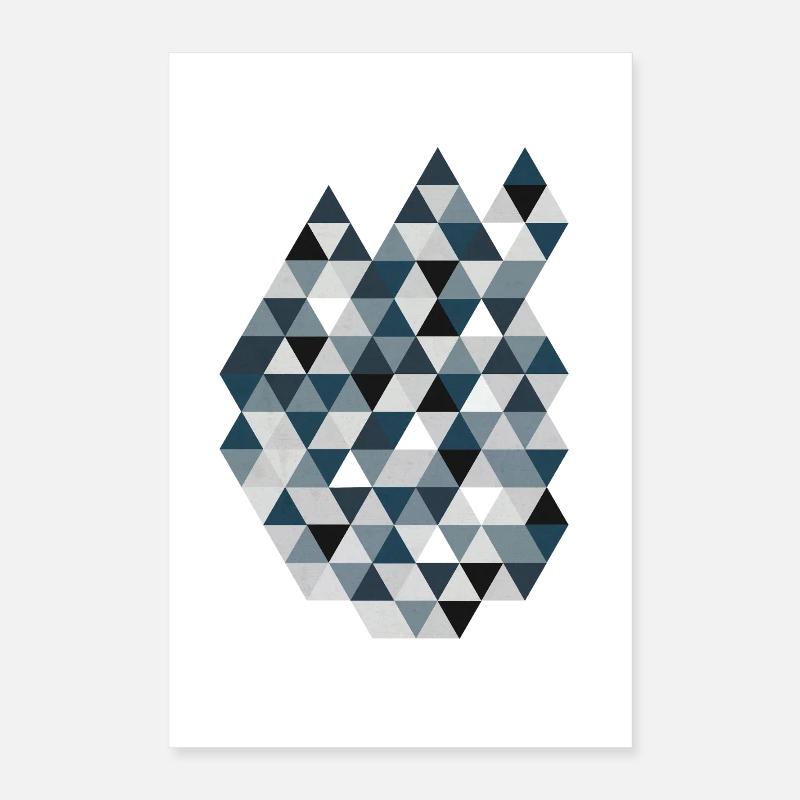 Blue Triangle Mosaic Geometry Triangles Poster 16" x 24" (40x60 cm)