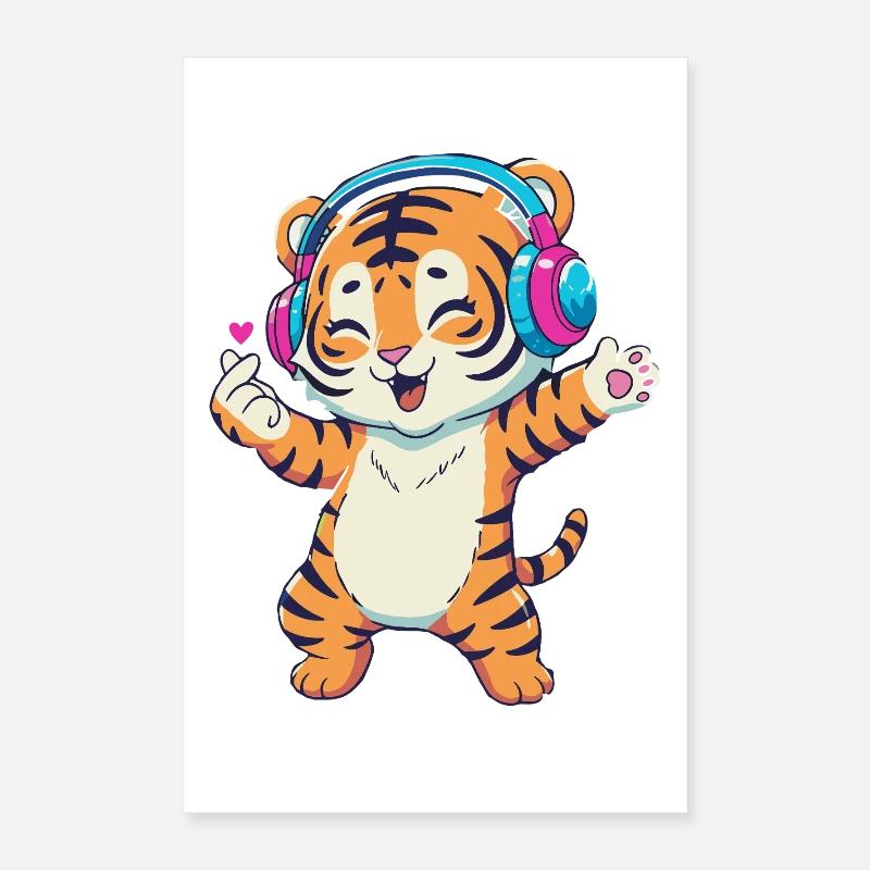Tigre dansant de K-pop Poster 40 x 60 cm