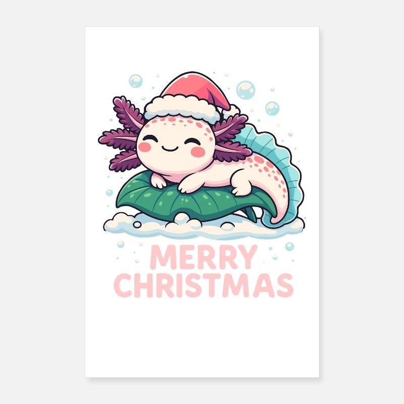 Mignon Axolotl Joyeux Noël Poster 40 x 60 cm