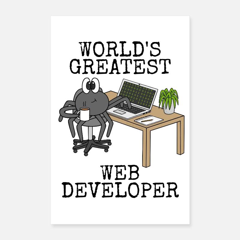 World's Greatest Web Developer, Spider Funny Poster 16" x 24" (40x60 cm)
