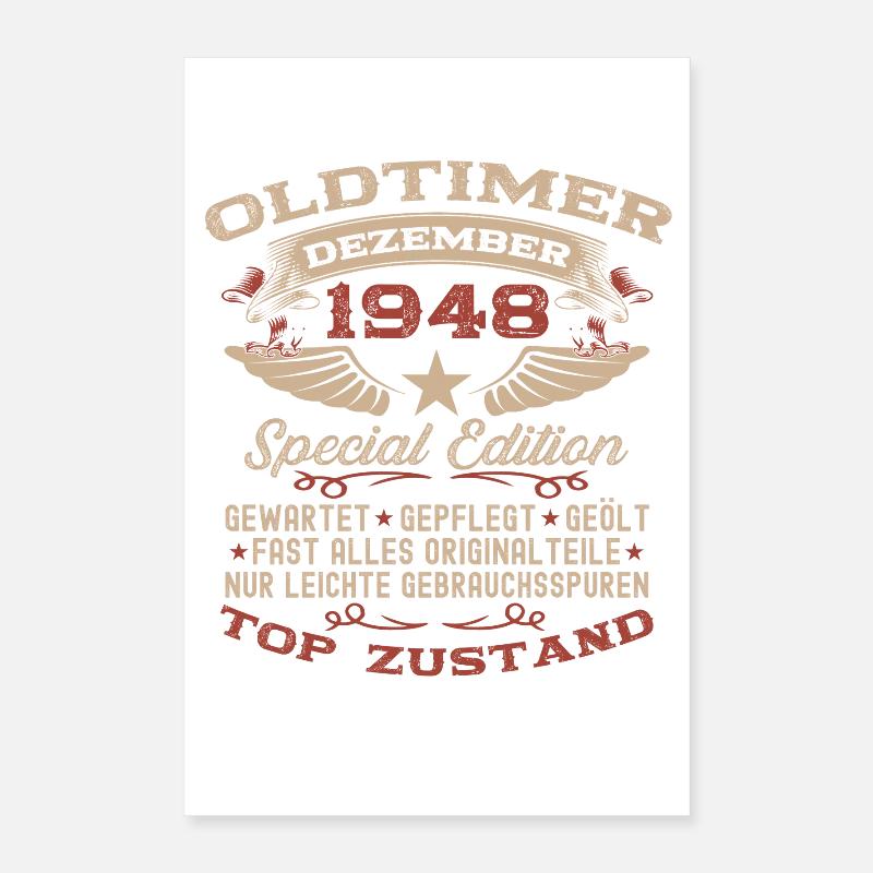 77. Geburtstag Geschenk Oldtimer Dezember 1948 Poster 40x60 cm