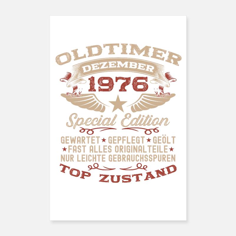 49. Geburtstag Geschenk Oldtimer Dezember 1976 Poster 40x60 cm