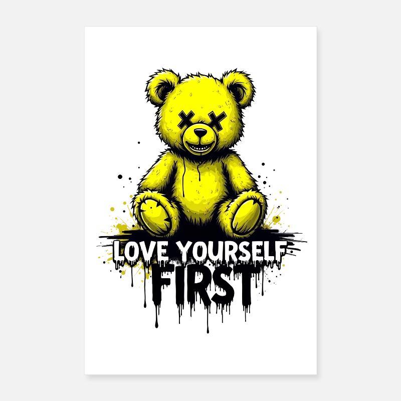 Aime-toi d’abord Teddy Bear Graffiti Poster 40 x 60 cm