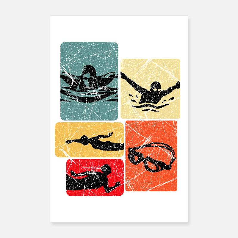 Vintage Float Silhouettes Pattern Poster 16" x 24" (40x60 cm)