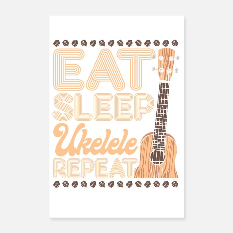 Hawaiian Ukulele Uke Eat Sleep Poster 40x60 cm
