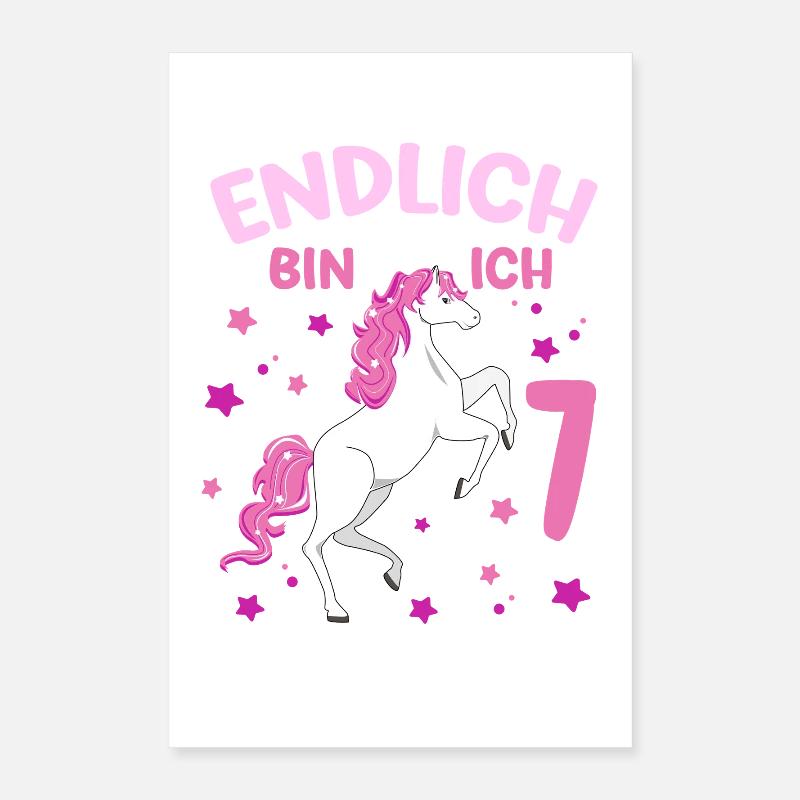 Cheval de 7 ans Enfin je suis 7 filles 7. Poster 40 x 60 cm
