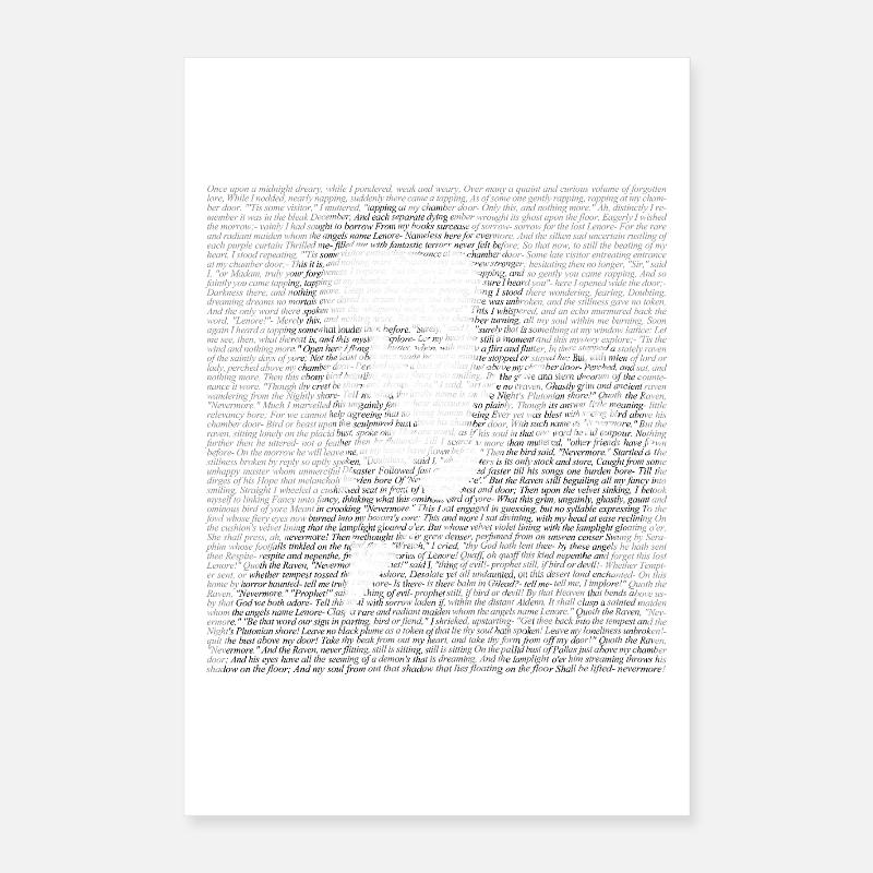 Edgar Allan Poe Raven Gothic Book Lover Gift Poster 16" x 24" (40x60 cm)