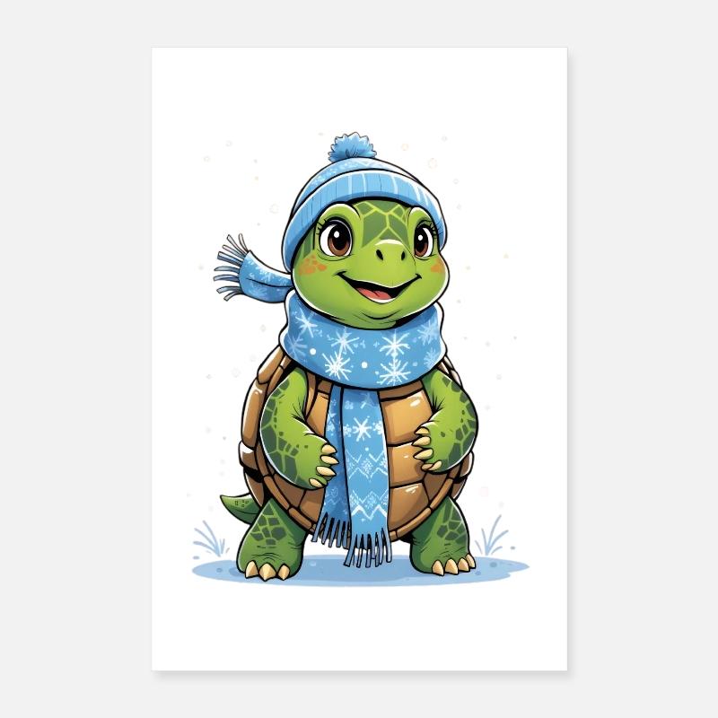 Tortue Écharpe d’hiver Poster 40 x 60 cm