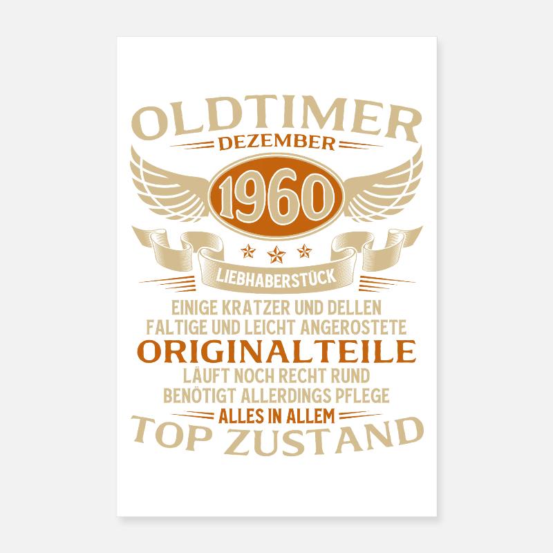 65. Geburtstag Geschenk Oldtimer Dezember 1960 Poster 40x60 cm