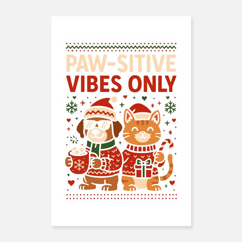 Vibrations pata-pata-sitive Seul chien de Noël Chat Poster 40 x 60 cm
